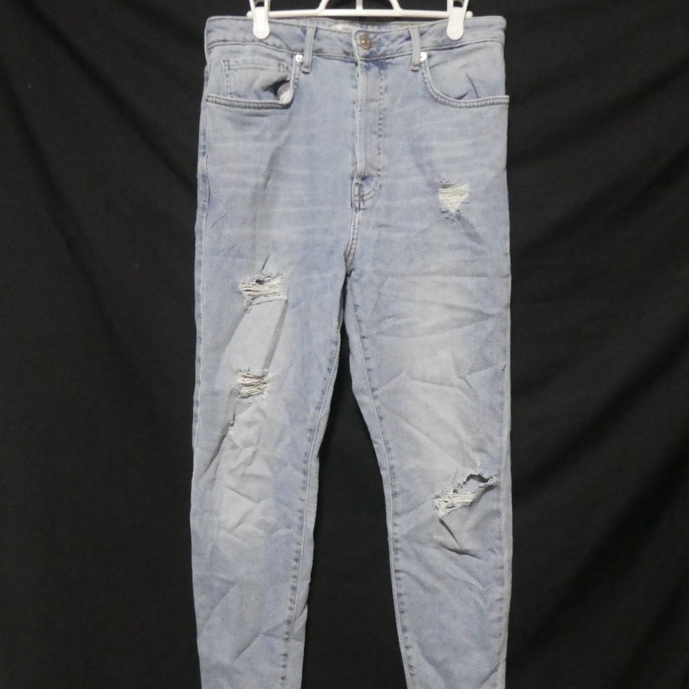 FOREVER 21 | size 30 | Damaged / Distressed | Faded Blue Denim | Button Fly